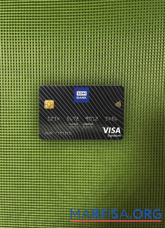 Printable Somalia Sombank visa signature card photolook front sample